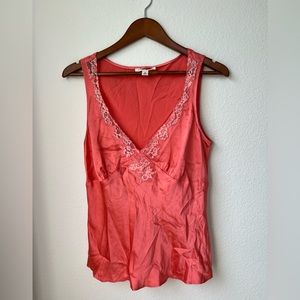 Banana Republic Coral Silk & Lace Cami Tank Top | Size 12 |Vintage y2k going out